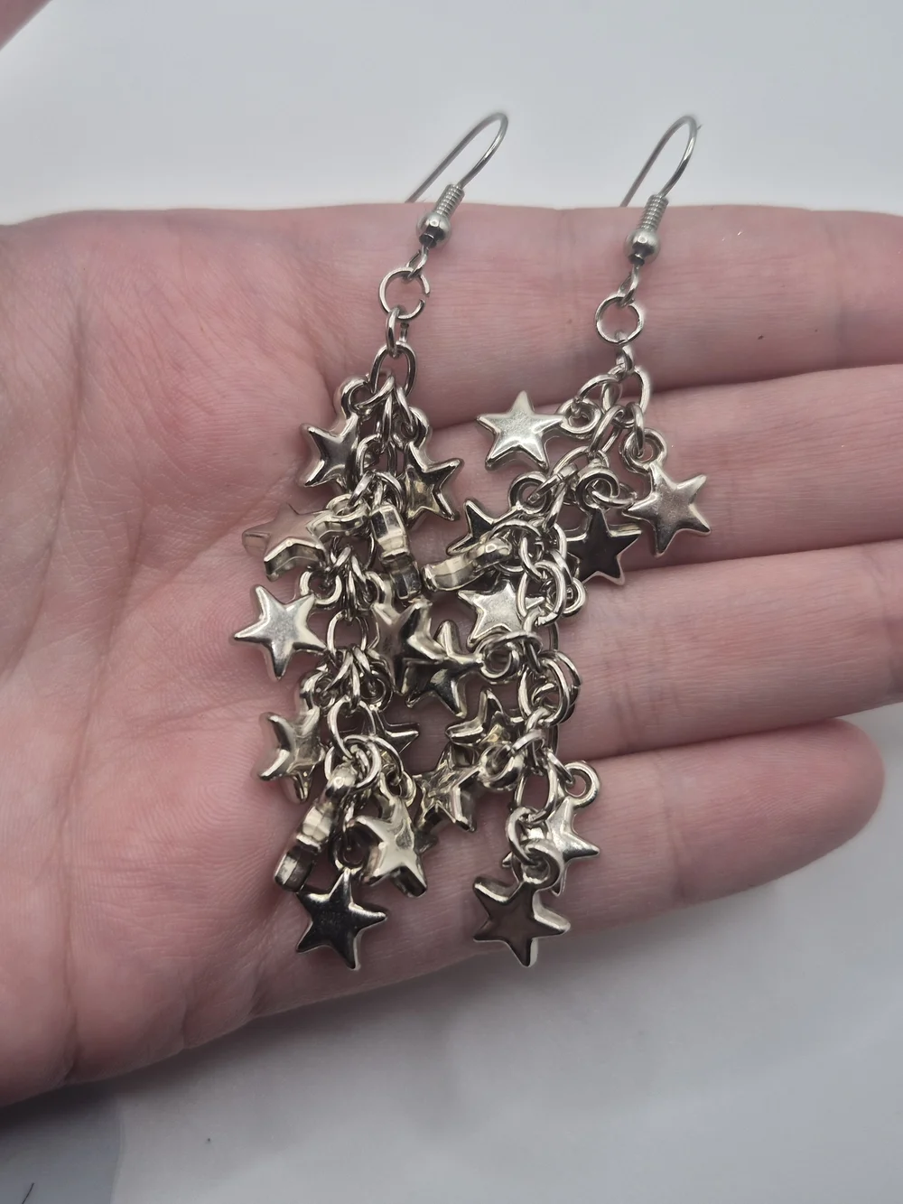 Silver Star Cluster Earrings